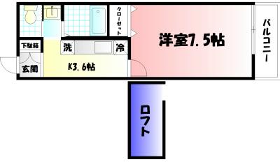 レザンヴィーゼ(1K/2階)の間取り写真