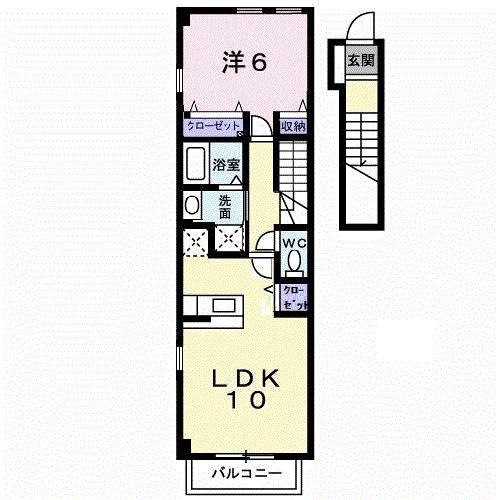 ポラリス壱番館(1LDK/2階)の間取り写真