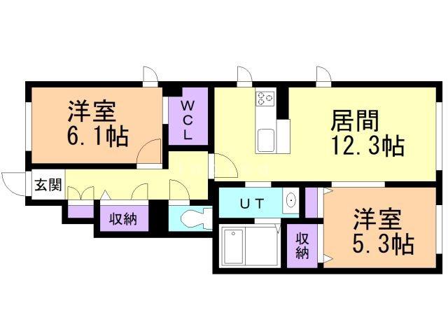 シャーメゾン ベル クレール(2LDK/2階)の間取り写真