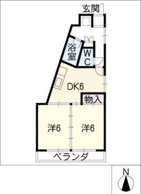 グリーンコーポ(2DK/2階)の間取り写真