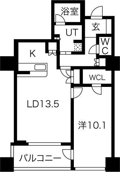 アルグラッドザ・タワー心斎橋(1LDK/32階)の間取り写真