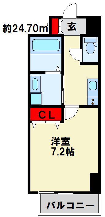 BERGAMOTTO三萩野(1K/2階)の間取り写真