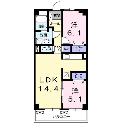 リベラ サンリット カーサ(2LDK/2階)の間取り写真