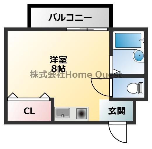 ヴィラージュ久宝園(ワンルーム/3階)の間取り写真
