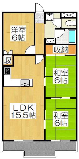 ピアレス円勝寺(3LDK/2階)の間取り写真