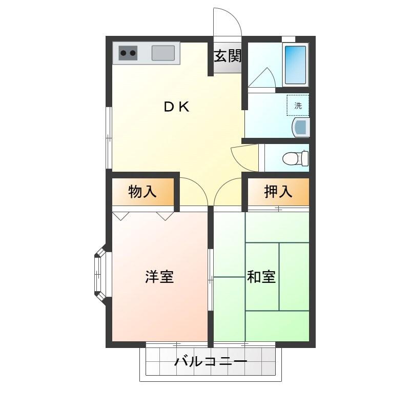 榎本ハイツ(2DK/2階)の間取り写真