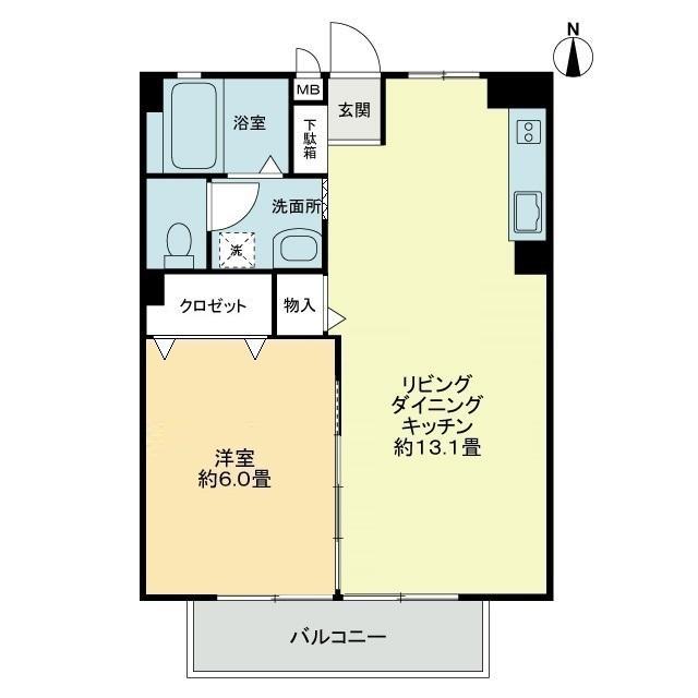 フォブールくさか(1LDK/2階)の間取り写真