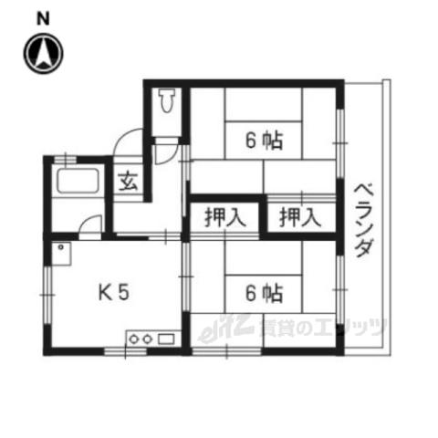 ハイツ嵯峨野(2K/3階)の間取り写真