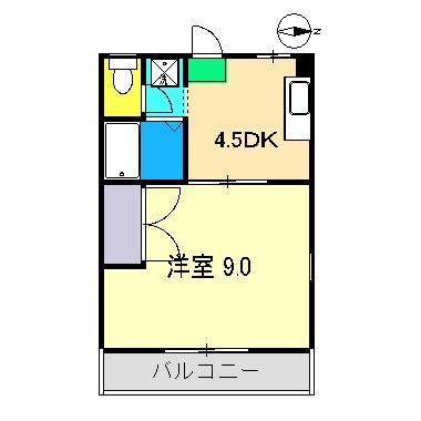 TMハイツ(1DK/2階)の間取り写真