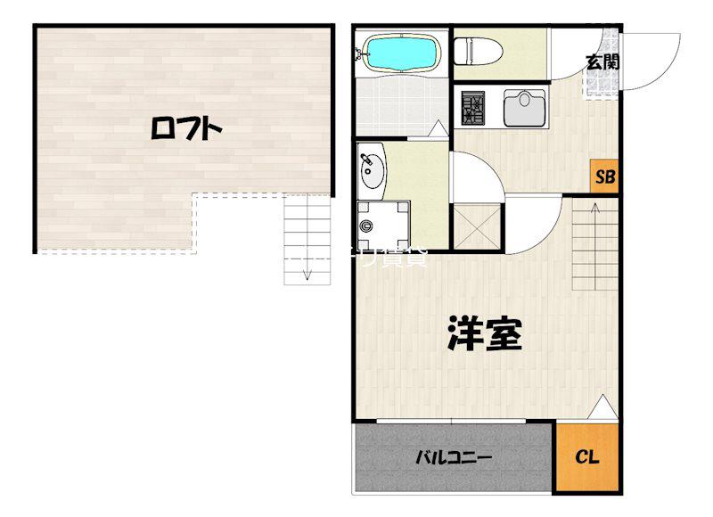 COZY BASE 六本松(1K/2階)の間取り写真