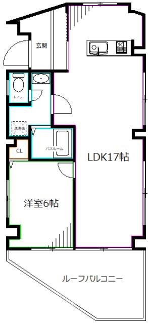 三松ビル(1LDK/4階)の間取り写真
