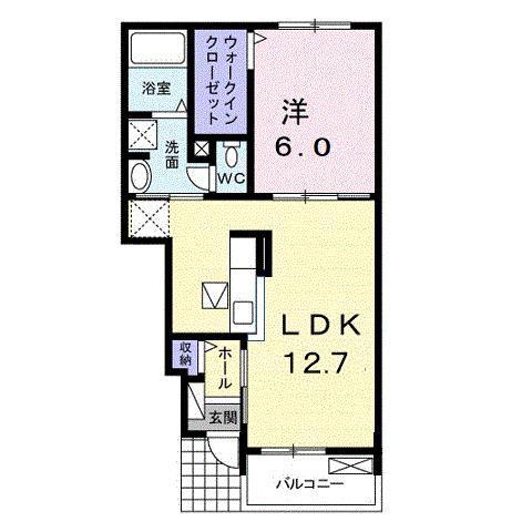 メゾン ルーバン A・B(1LDK/1階)の間取り写真