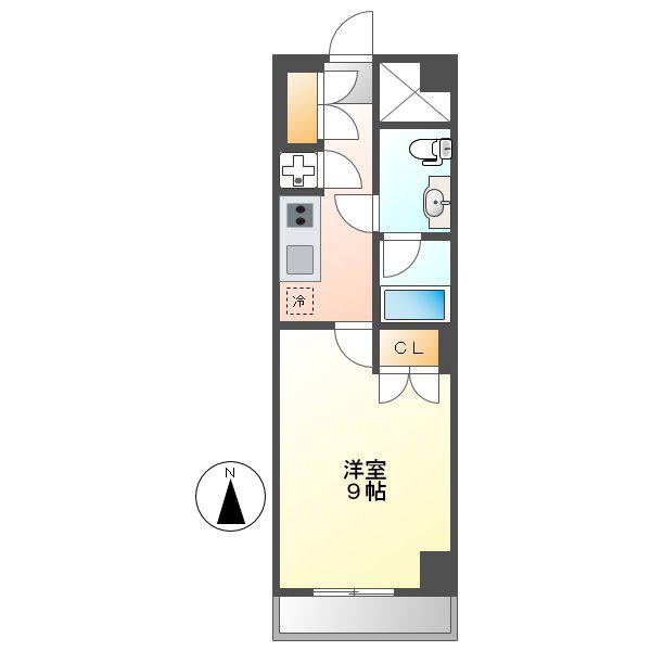 スクエア名駅南(1K/3階)の間取り写真