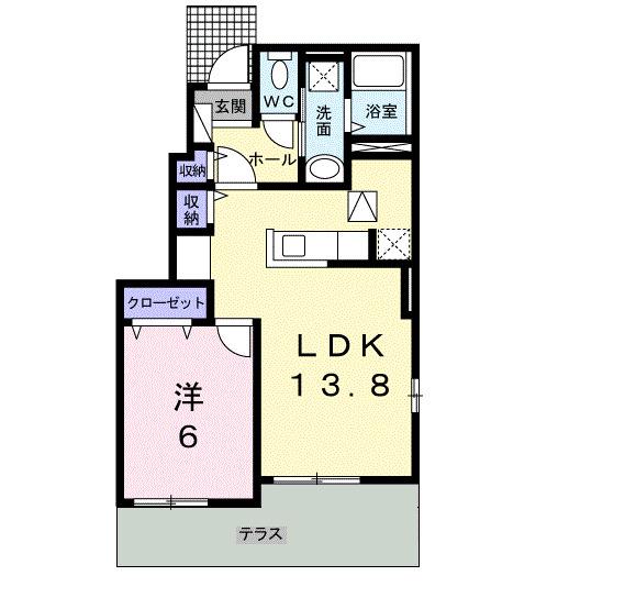 ラ・ベレッツァIID(1LDK/1階)の間取り写真