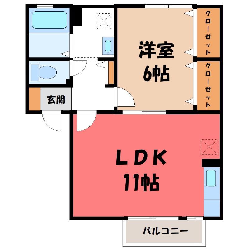オリーヴ II(1LDK/1階)の間取り写真