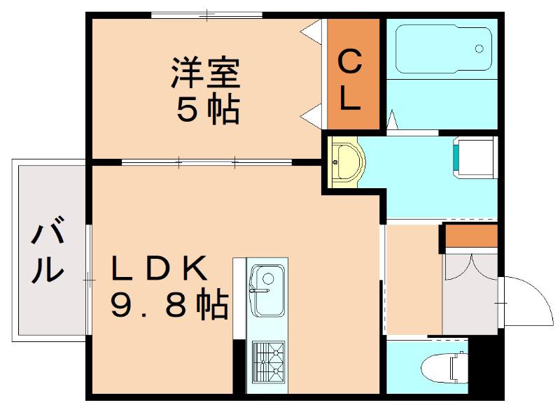 GREEN GABLES 華鞍(1LDK/1階)の間取り写真