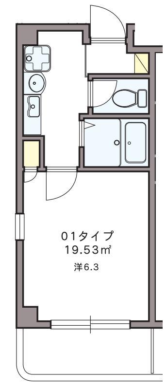 プレジール福島(1K/4階)の間取り写真