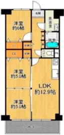 グランドメゾン靭(3LDK/11階)の間取り写真