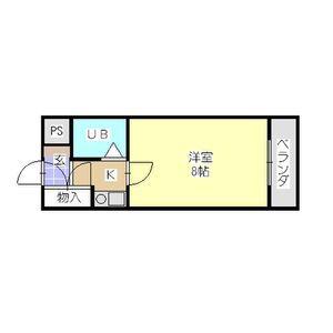 メゾン鶴里(1K/4階)の間取り写真