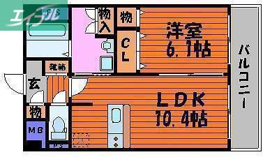 フィネス下中野(1LDK/1階)の間取り写真