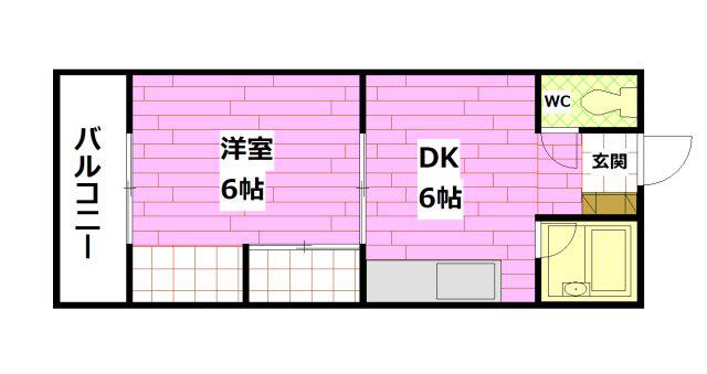 第5鍵山ビル(1DK/3階)の間取り写真