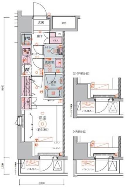 リヴシティ日暮里(1K/3階)の間取り写真