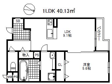 テラコート北野坂(1LDK/2階)の間取り写真