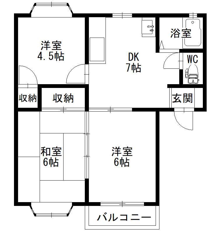 エスポワールA・B棟(3DK/2階)の間取り写真