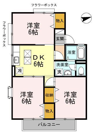 ドミール並木(3DK/1階)の間取り写真