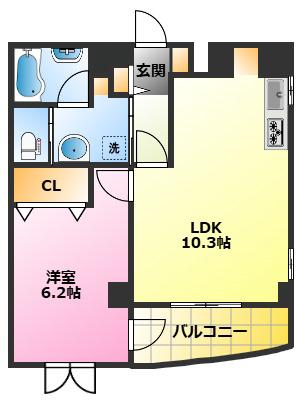 ファミール野川(1LDK/2階)の間取り写真