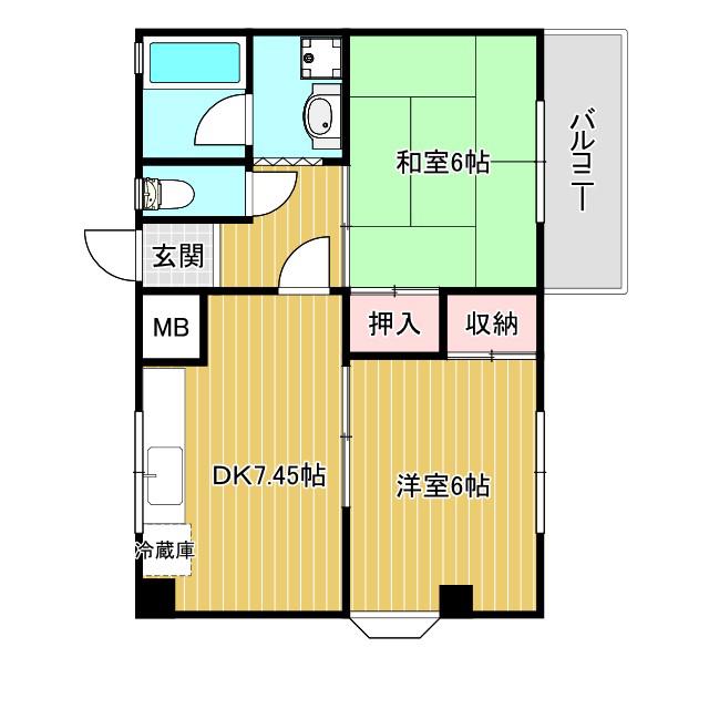 平成ハイツ(2DK/2階)の間取り写真