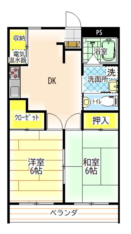 サンヒルズ津張の庄(2DK/2階)の間取り写真