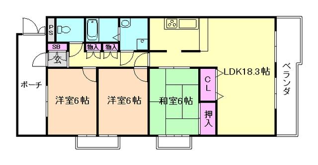ライフステージ福島(3LDK/3階)の間取り写真