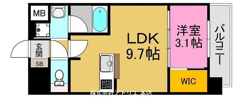 ソルテラス OSAKA イースト GATE(1LDK/12階)の間取り写真