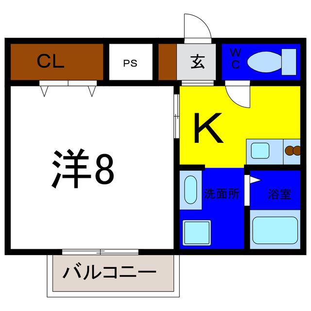 メイプルフィールド(1K/1階)の間取り写真