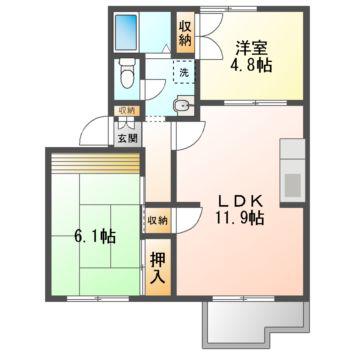 イーストベル(2LDK/2階)の間取り写真