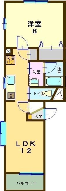 ヴィブレつばさフォー(1LDK/1階)の間取り写真