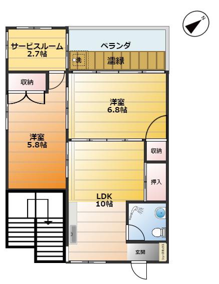与那嶺ビル(2SLDK/4階)の間取り写真