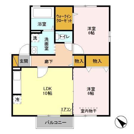 K・ファミリア(2LDK/2階)の間取り写真