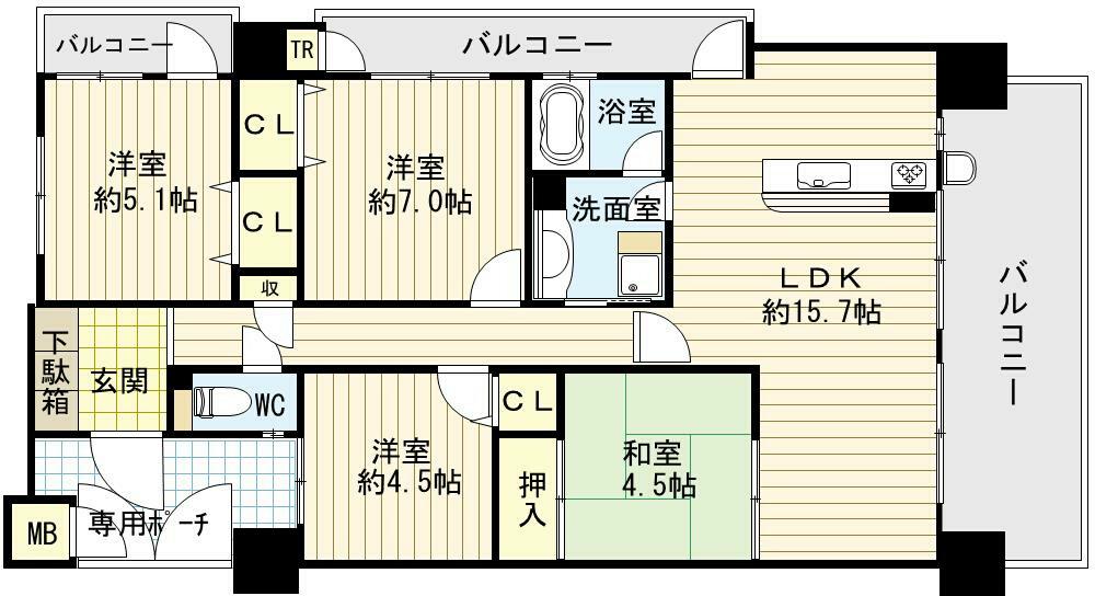 ファミールアクシス泉佐野(4LDK/6階)の間取り写真