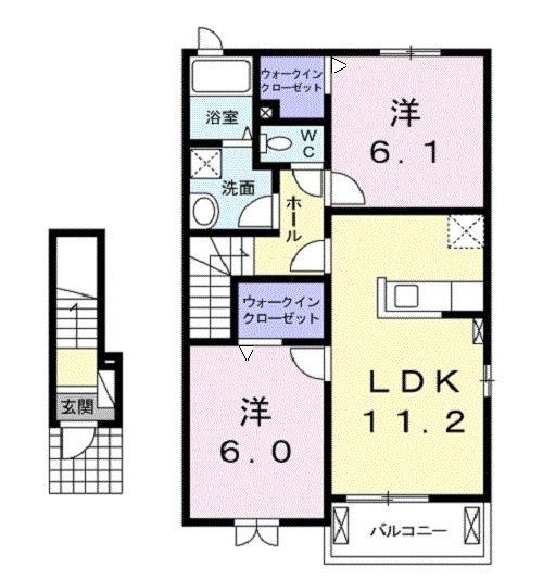 エクセレントII(2LDK/2階)の間取り写真