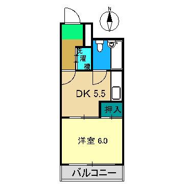 アルファ上町(1K/5階)の間取り写真