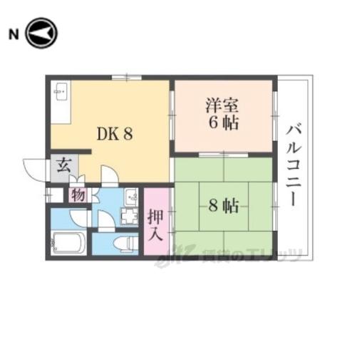カーサナダ(2LDK/5階)の間取り写真