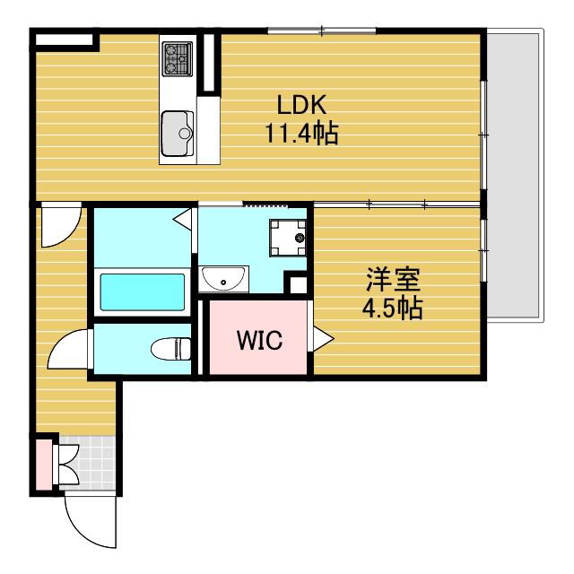 サンライズ上新庄(1LDK/2階)の間取り写真