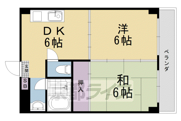 シャトー嵐望II(2DK/3階)の間取り写真