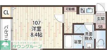 アルファリンデン(1K/2階)の間取り写真