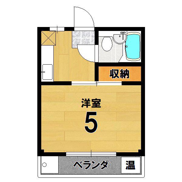 二軒茶屋マンション(1K/2階)の間取り写真