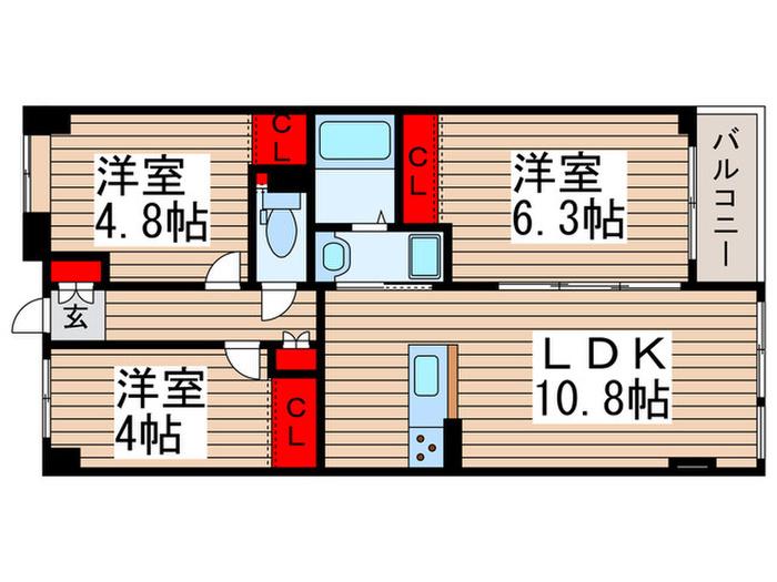 ISM武蔵浦和(3LDK/1階)の間取り写真