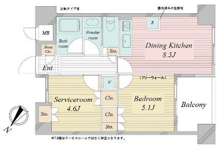 アクティ東仲通(1SDK/6階)の間取り写真