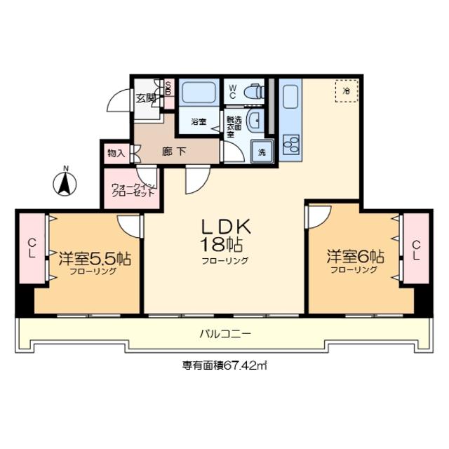 綾瀬プルミエ(2LDK/7階)の間取り写真